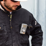 Man Wearing ION Science ARA Portable Single Gas Detector on work site 