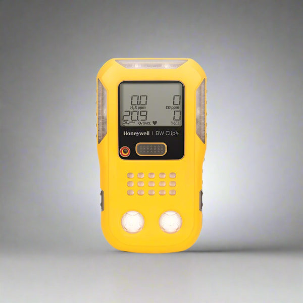 BW Clip4 confined space gas monitor front view showing sensor layout